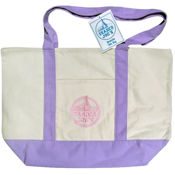 Trader Joe'S Handbags - Trader Joe’s Lavender Purple Large Canvas Tote Bag 2026 Limited Edition New